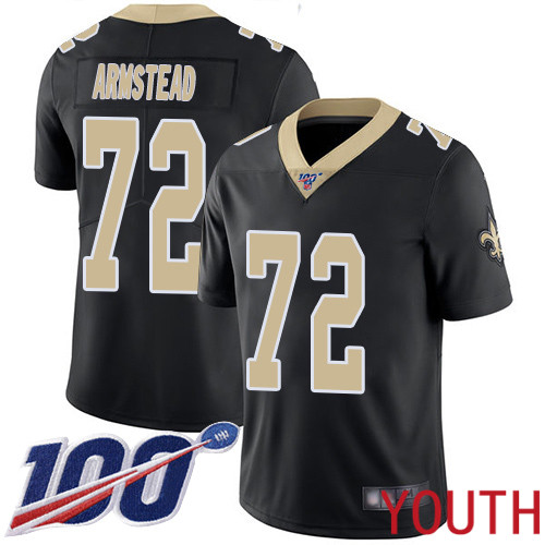 New Orleans Saints Limited Black Youth Terron Armstead Home Jersey NFL Football 72 100th Season Vapor Untouchable Jersey